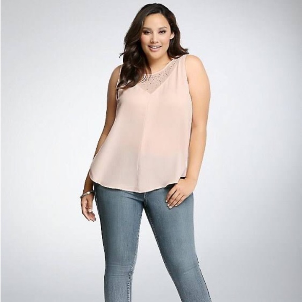 2/40 EUC Torrid Chiffon Sheer Light Pink & Gemstone w/ Gray Back Size Large / 0